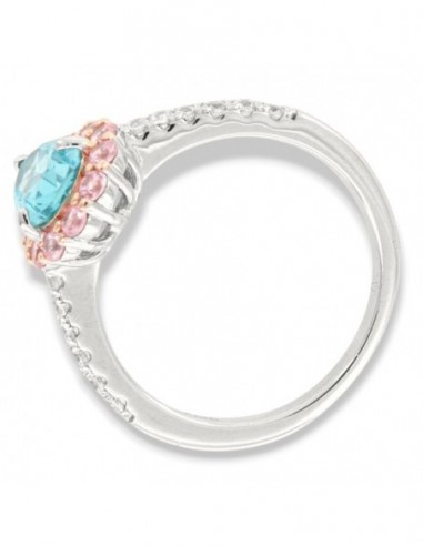 Anello Argento Rodiato Principessa Celeste Goccia Corona Zirconi Rosa [a4e260c3]