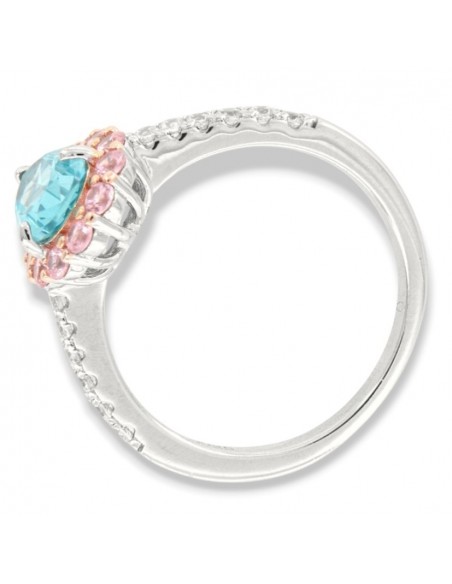 Anello Argento Rodiato Principessa Celeste Goccia Corona Zirconi Rosa [a4e260c3]