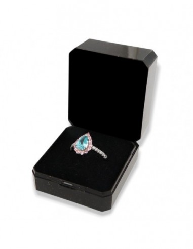 Anello Argento Rodiato Principessa Celeste Goccia Corona Zirconi Rosa [cad9e2ca]