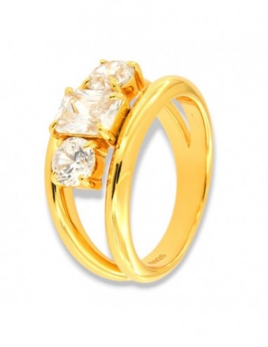 Anello Argento Dorato Fascia Zirconi Bianchi [a327c5bc]