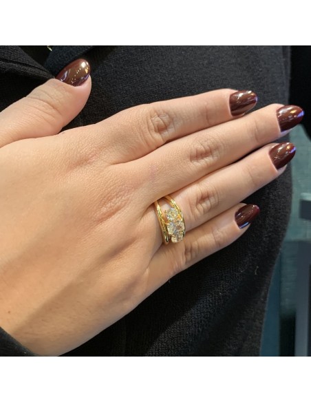 Anello Argento Dorato Fascia Zirconi Bianchi [afeb96de]