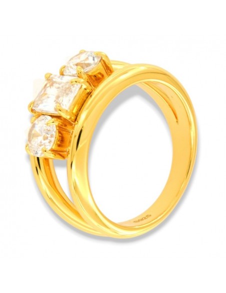 Anello Argento Dorato Fascia Zirconi Bianchi [1da610c4]