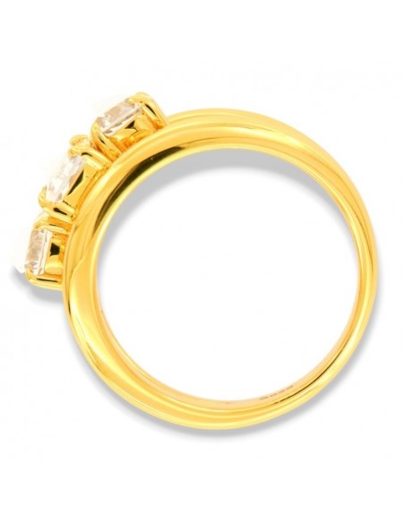 Anello Argento Dorato Fascia Zirconi Bianchi [aabbd1c0]