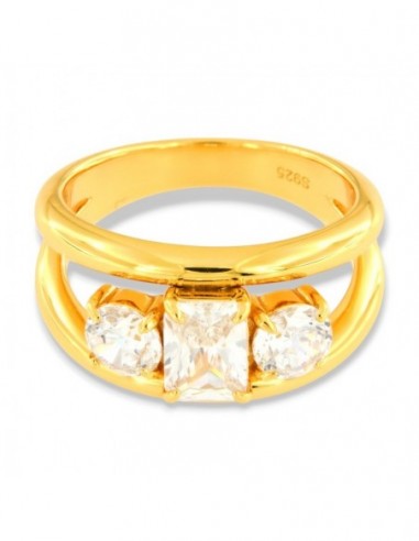 Anello Argento Dorato Fascia Zirconi Bianchi [739d92cd]