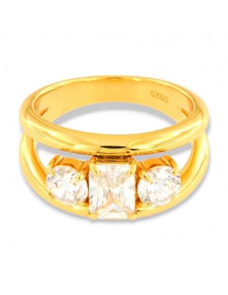 Anello Argento Dorato Fascia Zirconi Bianchi [739d92cd]