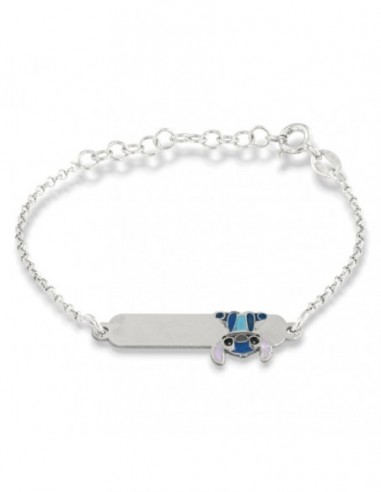 Bracciale Argento Rodiato Neonato Stitch Piastra Centrale [fde144d2]