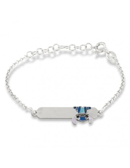 Bracciale Argento Rodiato Neonato Stitch Piastra Centrale [fde144d2]
