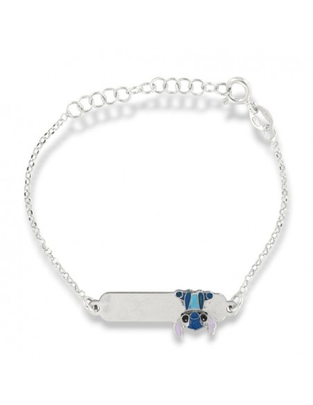 Bracciale Argento Rodiato Neonato Stitch Piastra Centrale [4afc85d6]