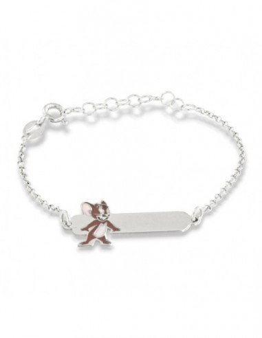 Bracciale Argento Rodiato Neonato Jerry Piastra Centrale [f5b33401]