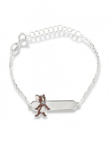 Bracciale Argento Rodiato Neonato Jerry Piastra Centrale [42aef505]