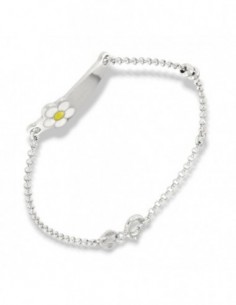 Bracciale Argento Rodiato Neonato Margherita Piastra Centrale [16fc0b73]