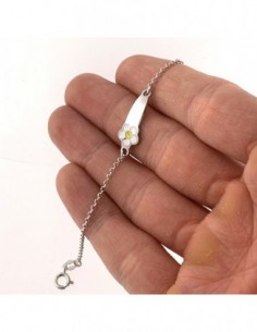 Bracciale Argento Rodiato Neonato Margherita Piastra Centrale [16fc0b73] 2
