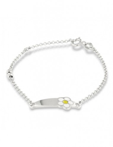 Bracciale Argento Rodiato Neonato Margherita Piastra Centrale [721fec00]
