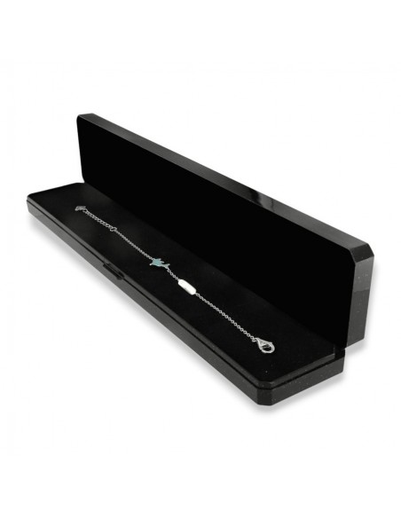 Bracciale Argento Rodiato Neonato Delfino Celeste Piastra Centrale [82e7308e]