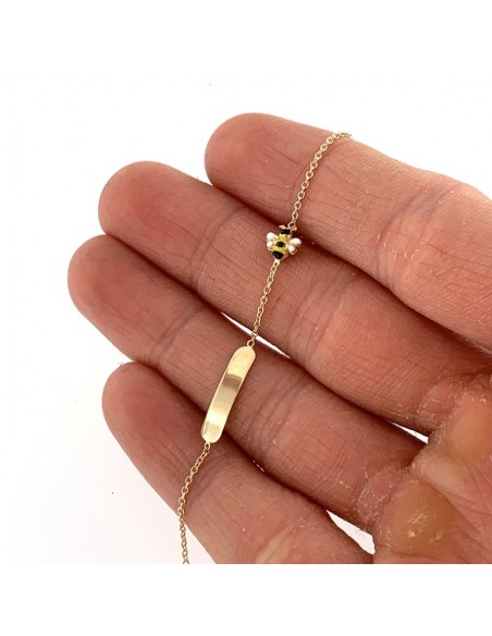 Bracciale Oro Giallo Neonato Ape Piastra Centrale [deed6cf9]