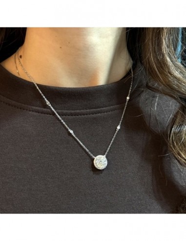 Collana Argento Rodiato Punto Luce 10MM Zircone Tondo [4e6bc684]