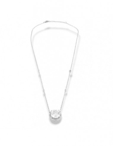 Collana Argento Rodiato Punto Luce 10MM Zircone Tondo [fc26409e]