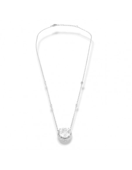 Collana Argento Rodiato Punto Luce 10MM Zircone Tondo [fc26409e]