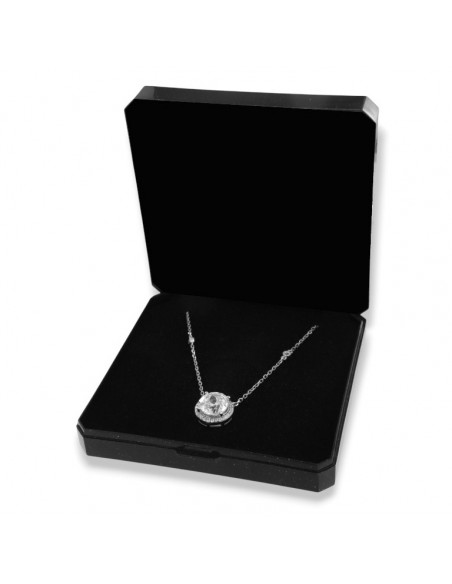 Collana Argento Rodiato Punto Luce 10MM Zircone Tondo [4b3b819a]