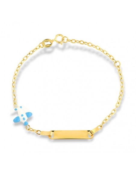 Bracciale Oro Giallo Neonato Piastra Centrale Aereoplano [6265497d]