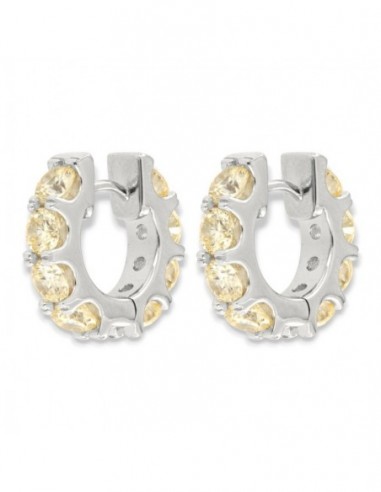 Orecchini Argento Rodiato Cerchi Zirconi Gialli [30eb3573]
