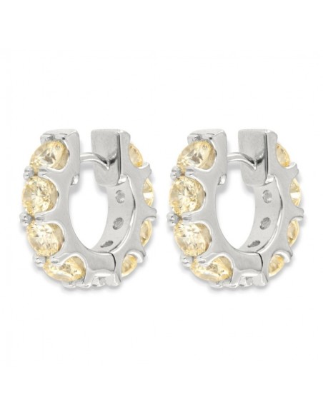 Orecchini Argento Rodiato Cerchi Zirconi Gialli [30eb3573]