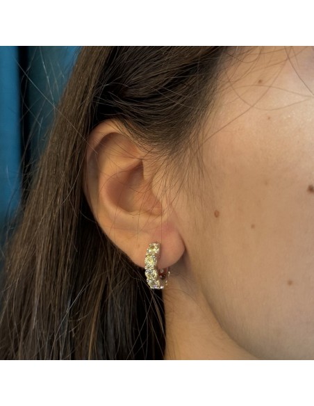 Orecchini Argento Rodiato Cerchi Zirconi Gialli [5a9ff0e5]