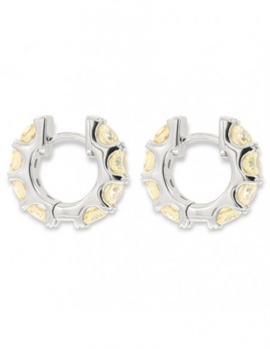 Orecchini Argento Rodiato Cerchi Zirconi Gialli [ed8231e1]