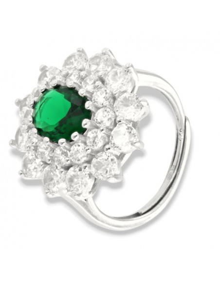 Anello Argento Rodiato Principessa Verde 9x7MM [86e3fa1d]