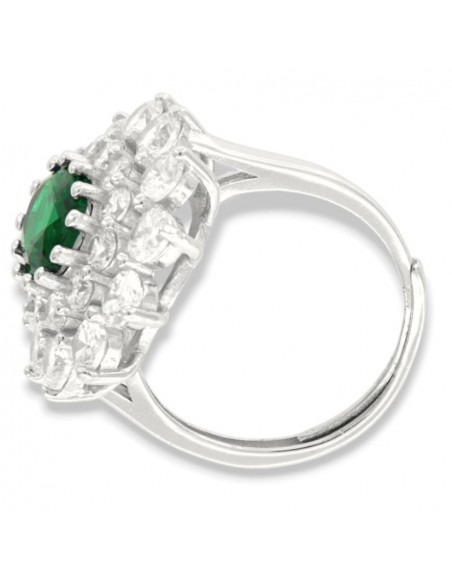 Anello Argento Rodiato Principessa Verde 9x7MM [31fe3b19]