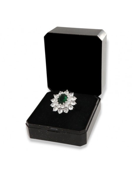 Anello Argento Rodiato Principessa Verde 9x7MM [5fc5b910]