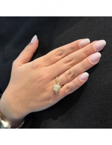 Anello Argento Dorato Campanella Zirconi Bianchi [226a8322]