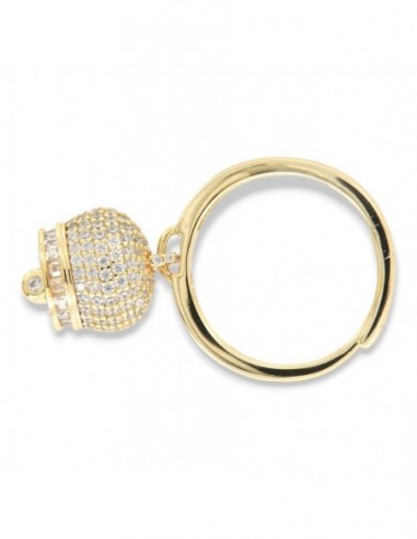 Anello Argento Dorato Campanella Zirconi Bianchi [273ac43c]