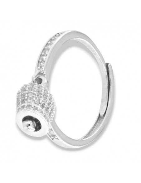 Anello Argento Rodiato Campanella Zirconi Bianchi [e957ac6d]