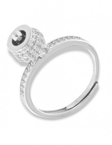 Anello Argento Rodiato Campanella Zirconi Bianchi [9b2ef325]