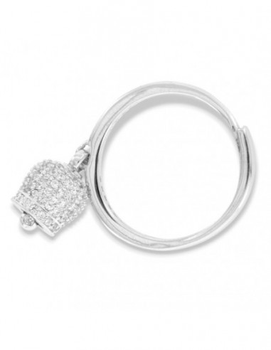 Anello Argento Rodiato Campanella Zirconi Bianchi [2963753f]