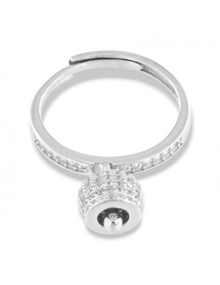 Anello Argento Rodiato Campanella Zirconi Bianchi [f0453632]
