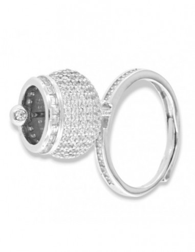 Anello Argento Rodiato Campanella Zirconi Bianchi [3521a87e]