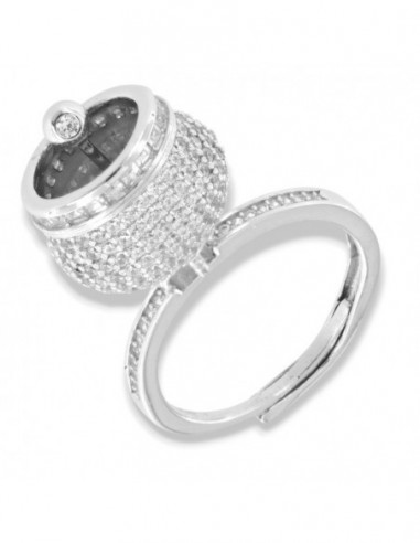 Anello Argento Rodiato Campanella Zirconi Bianchi [879c9122]