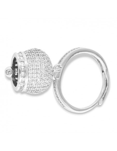 Anello Argento Rodiato Campanella Zirconi Bianchi [82ccd63c]