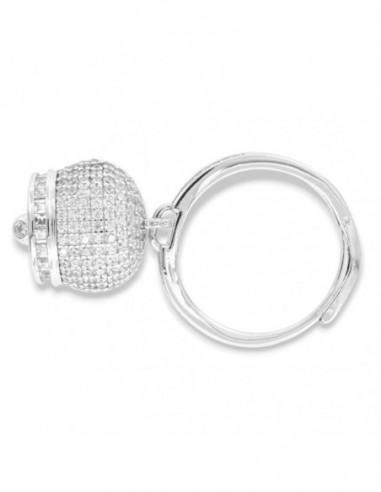 Anello Argento Rodiato Campanella Zirconi Bianchi [35d11738]