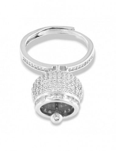 Anello Argento Rodiato Campanella Zirconi Bianchi [ecf75435]
