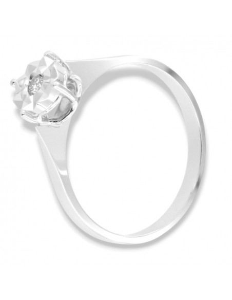 Anello Oro Bianco Solitario Illusion Diamanti 0,04 Carati mis 2 [2eae83de]