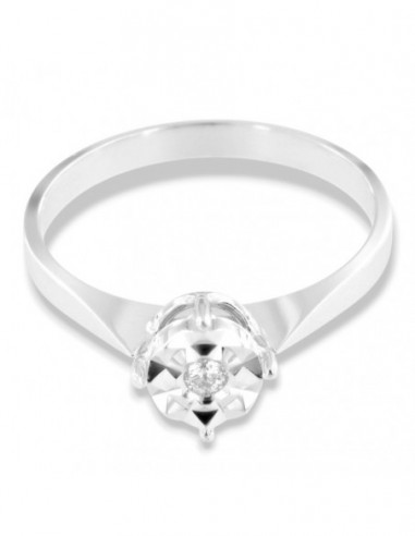 Anello Oro Bianco Solitario Illusion Diamanti 0,04 Carati mis 2 [409501d7]