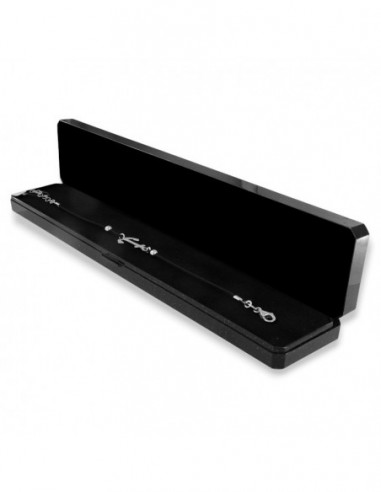 Bracciale Argento Rodiato Timone Laccio Nero [94bef6c7]