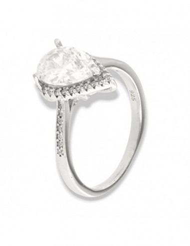 Anello Argento Rodiato Principessa Goccia Bianca [d7b7a649]