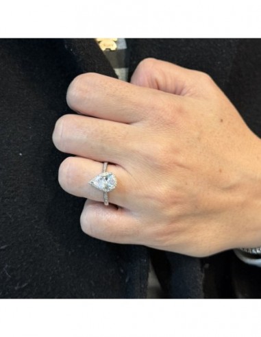 Anello Argento Rodiato Principessa Goccia Bianca [75f2018b]