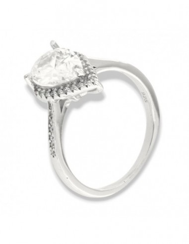 Anello Argento Rodiato Principessa Goccia Bianca [c7bf8791]