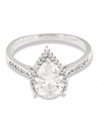 Anello Argento Rodiato Principessa Goccia Bianca [a9840598]