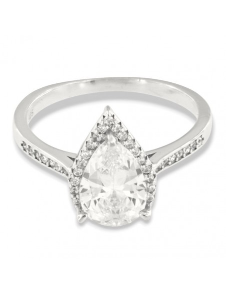 Anello Argento Rodiato Principessa Goccia Bianca [a9840598]